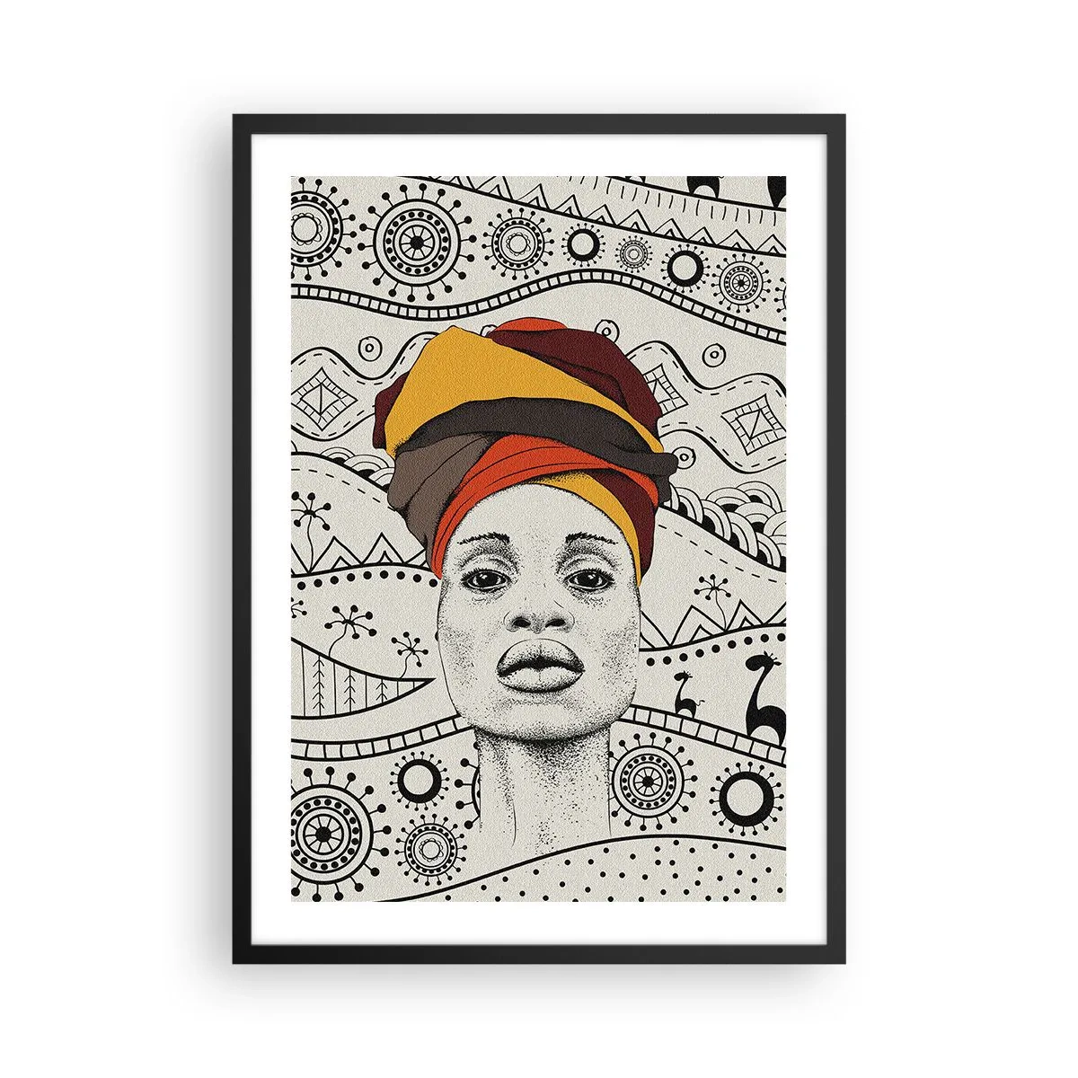 Plakat i sort ramme - Afrikansk patriark - 50x70cm - Afrikansk portræt - Moderne vægdekoration til stue og soveværelse ARTTOR