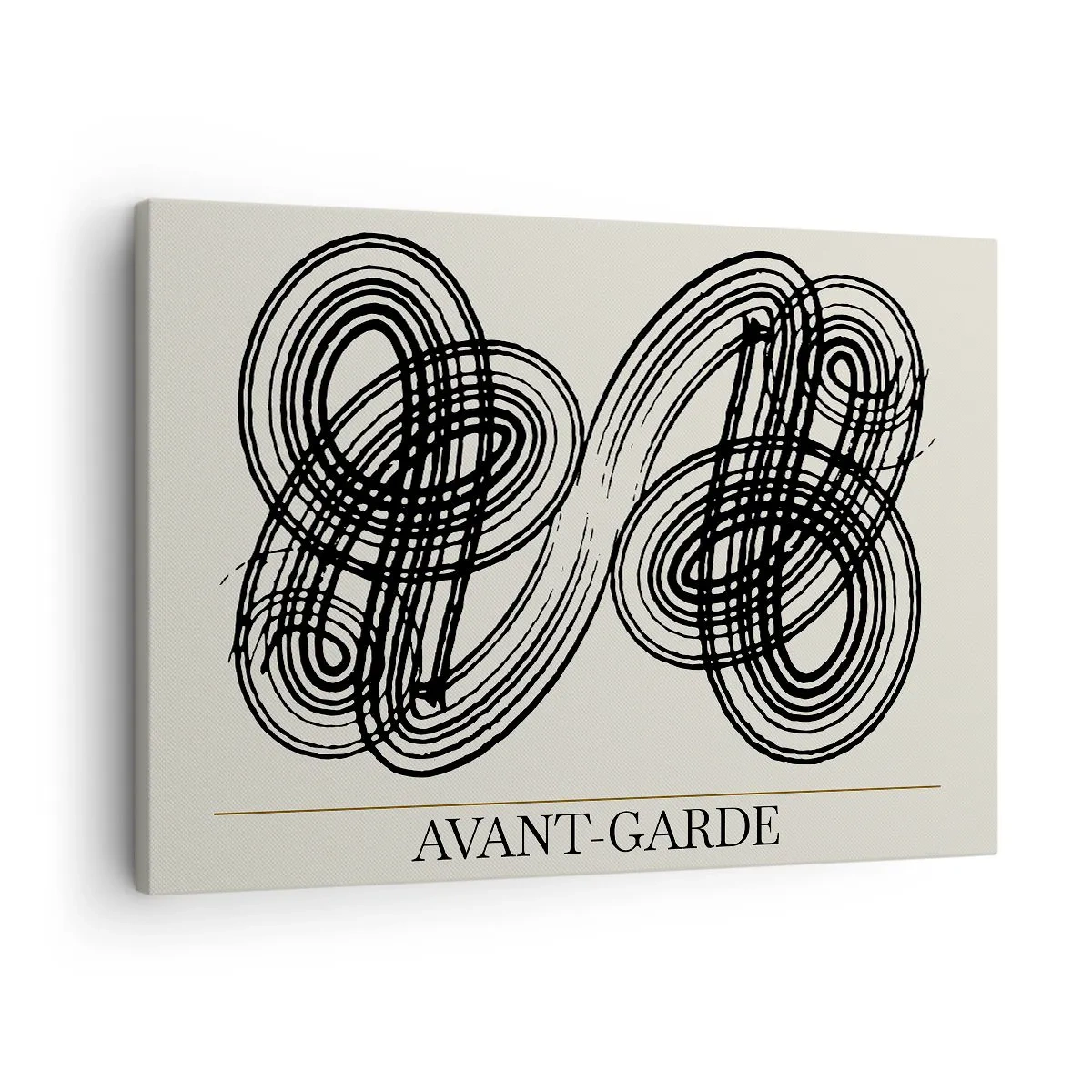 Lærredstryk - Billede på lærred - Abstrakte sorte linjer på en lys baggrund i avantgarde-stil. - 70x50cm - Det kom ud spontant - Moderne vægdekoration til stue og soveværelse ARTTOR