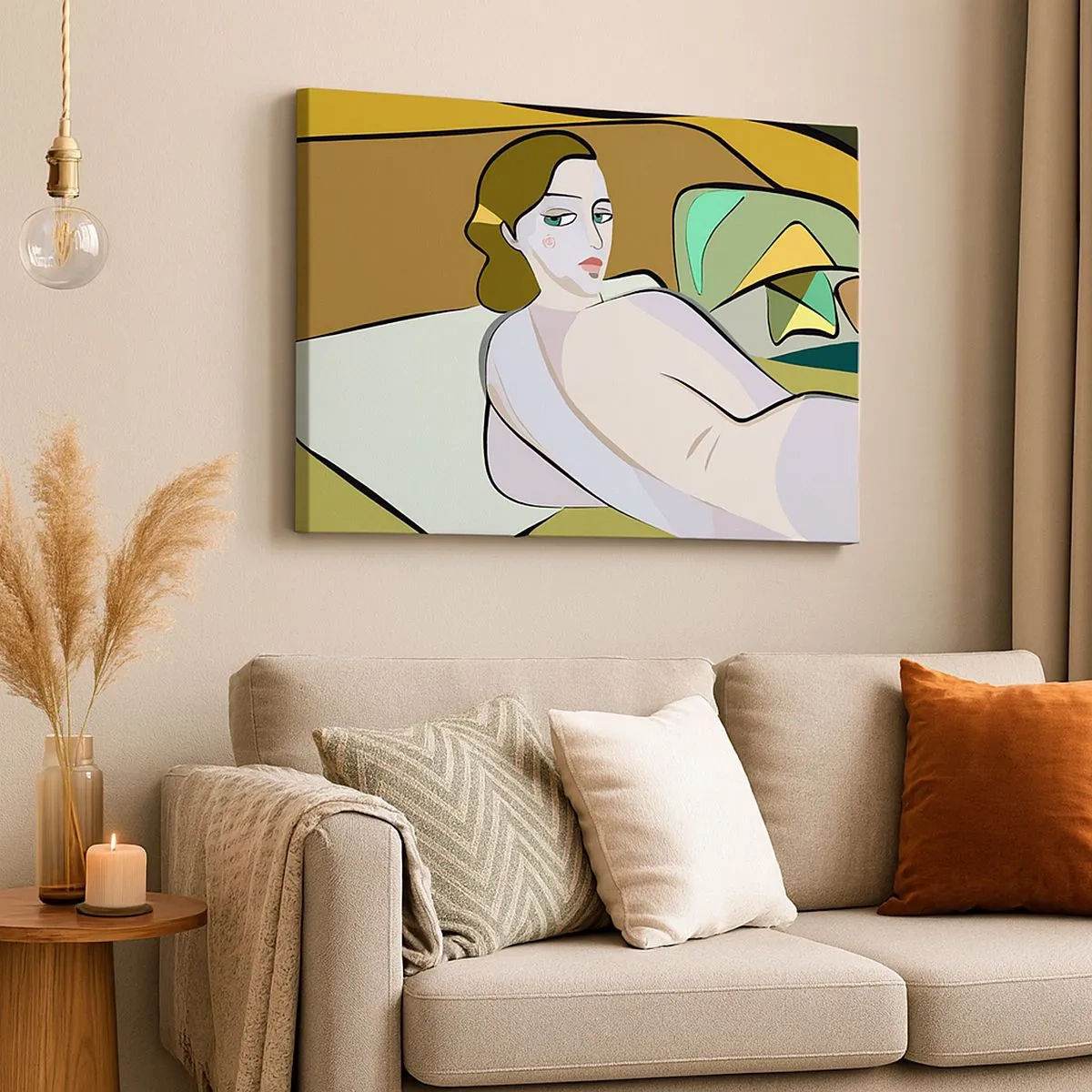 Lærredstryk - Billede på lærred - Abstrakt figur i moderne stil - 70x50cm - Intimt portræt - Moderne vægdekoration til stue og soveværelse ARTTOR
