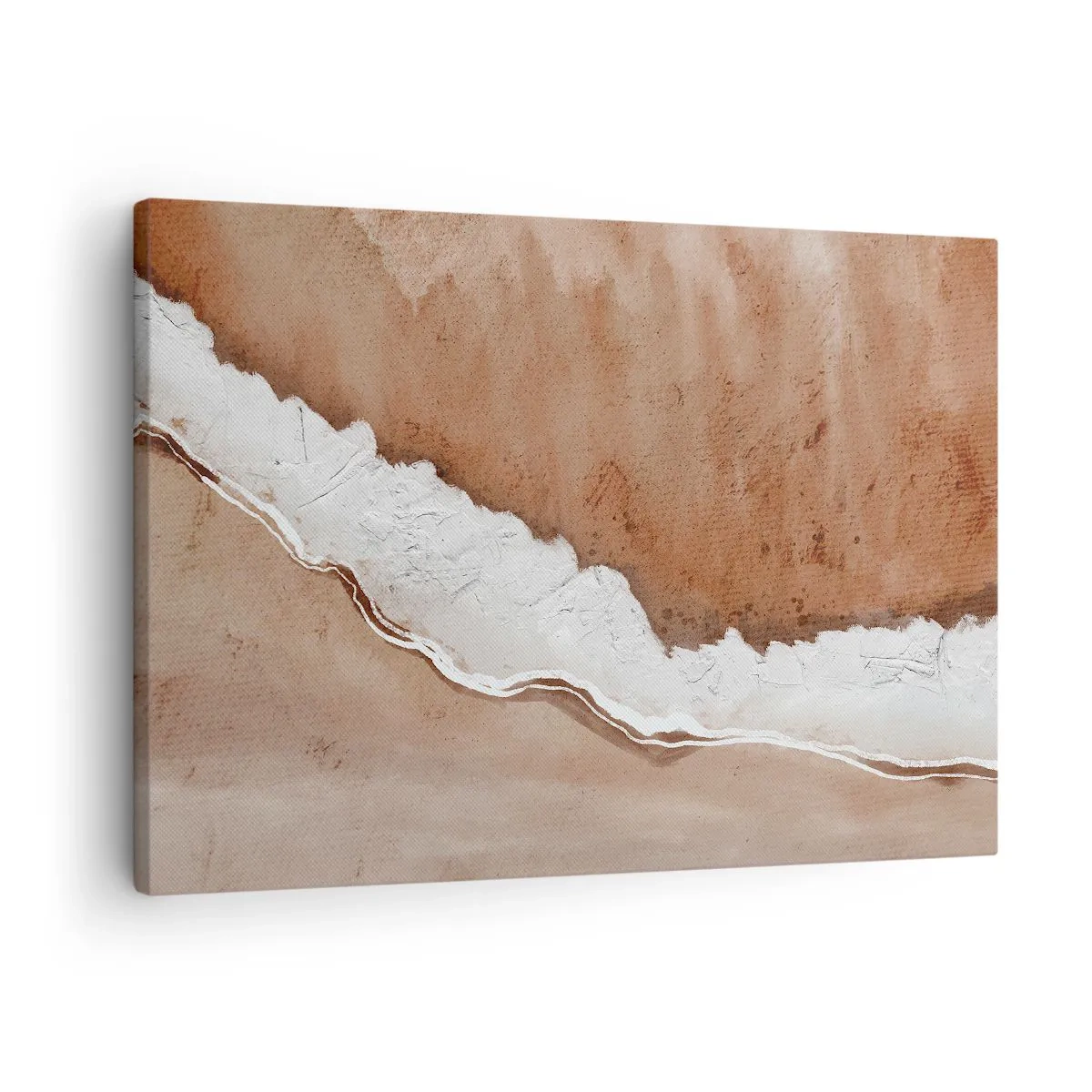 Lærredstryk - Billede på lærred - Sandtekstur med hvide accenter - 70x50cm - I jordnære farver - Moderne vægdekoration til stue og soveværelse ARTTOR