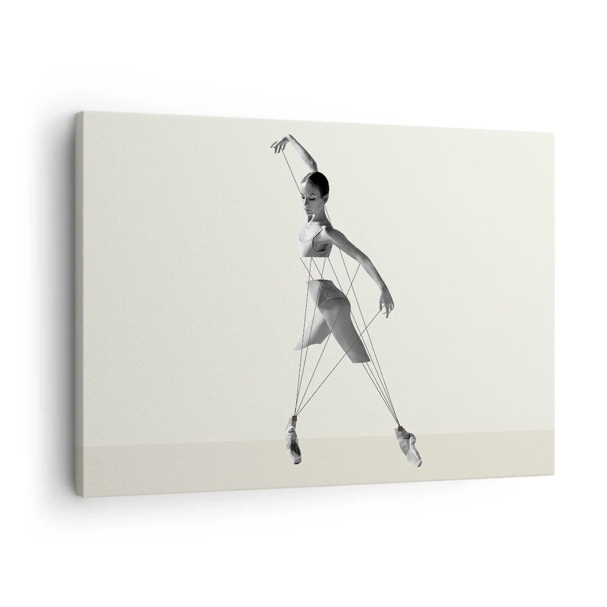 Lærredstryk - Billede på lærred - Ballerina i en geometrisk fortolkning med linjer - 70x50cm - I verdens teater - Moderne vægdekoration til stue og soveværelse ARTTOR