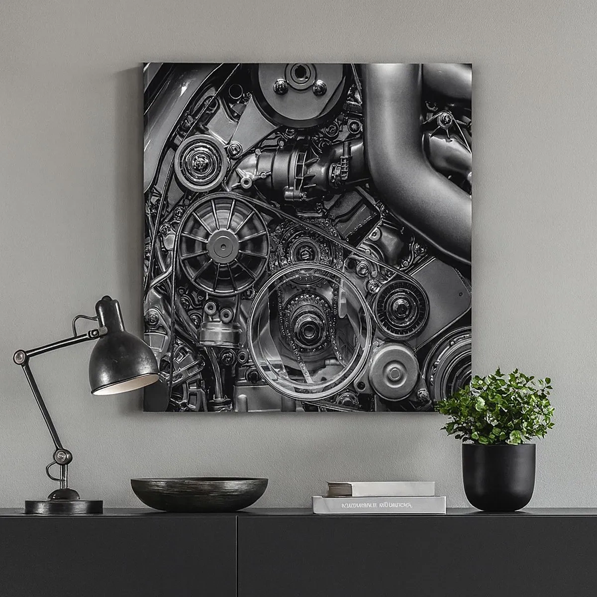 Lærredstryk - Billede på lærred - Mekanikkens poesi - 30x30 cm