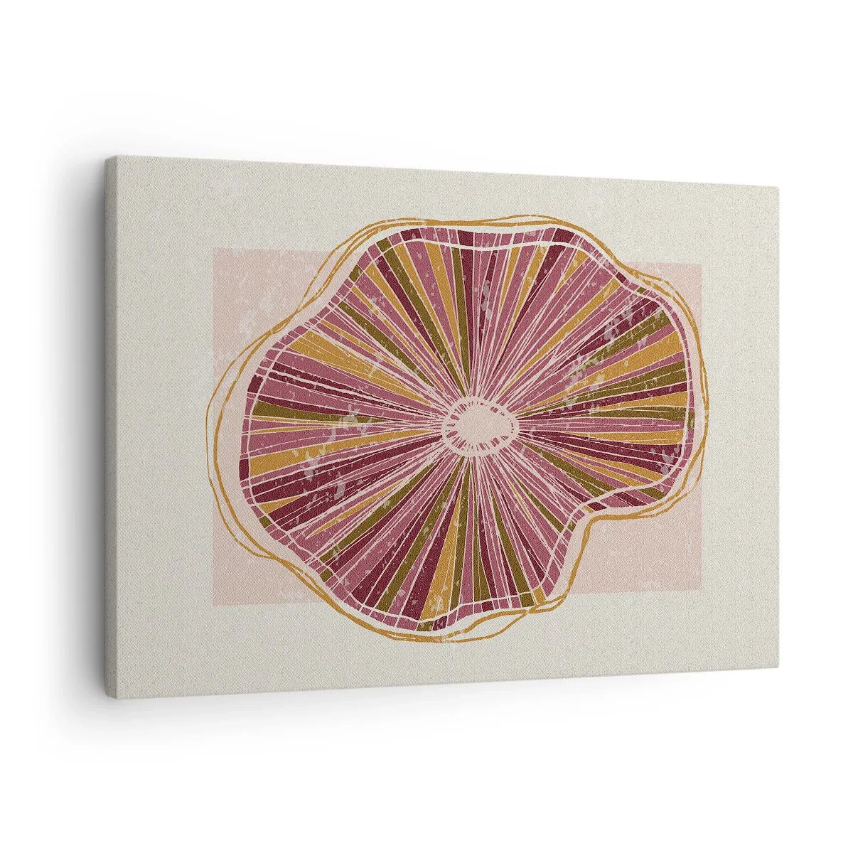 Lærredstryk - Billede på lærred - Abstrakt træskivemønster i lyserøde nuancer - 70x50cm - Strålende abstraktion - Moderne vægdekoration til stue og soveværelse ARTTOR