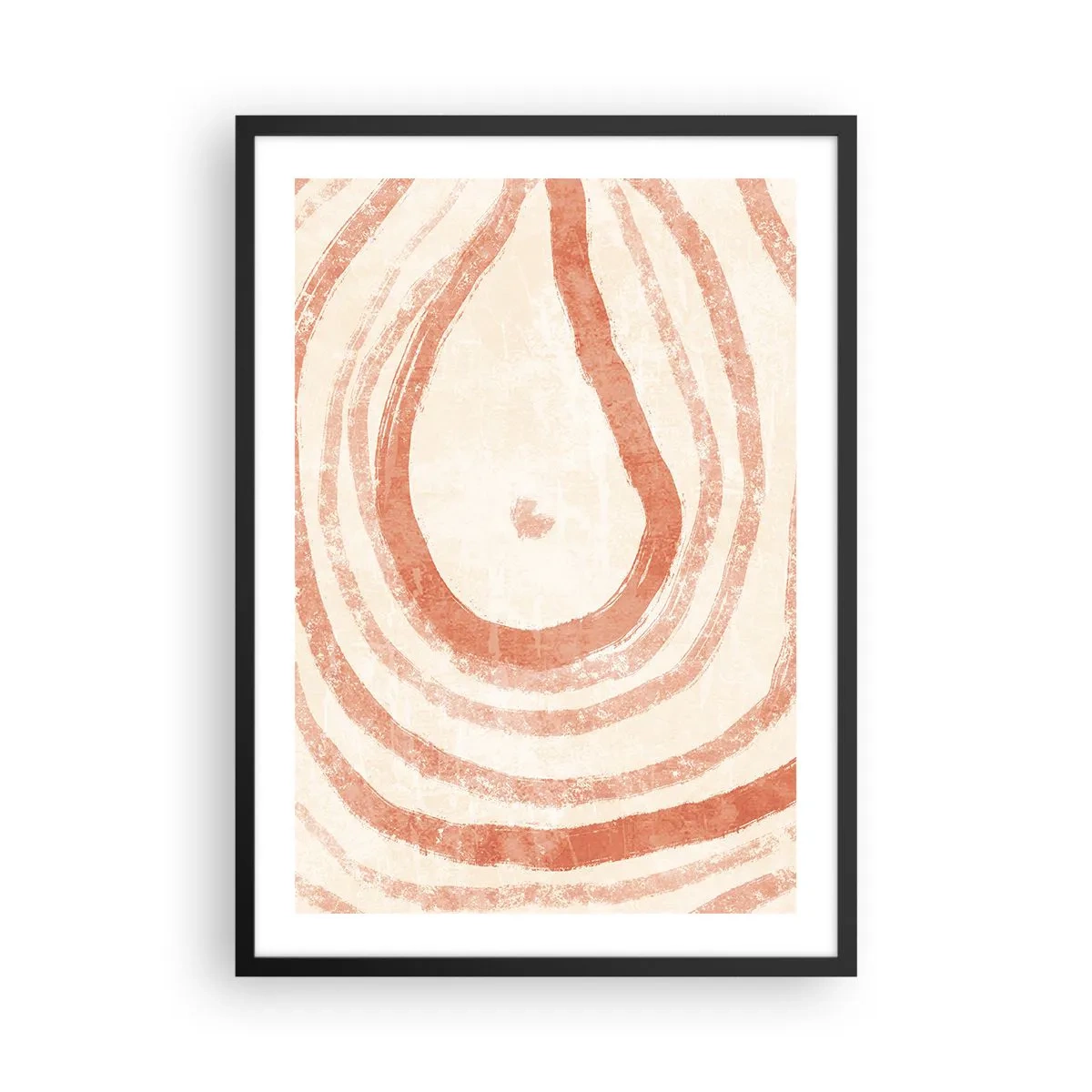 Plakat i sort ramme - Et abstrakt mønster i varme, jordnære farver. - 50x70cm - Koralcirkler - komposition - Moderne vægdekoration til stue og soveværelse ARTTOR
