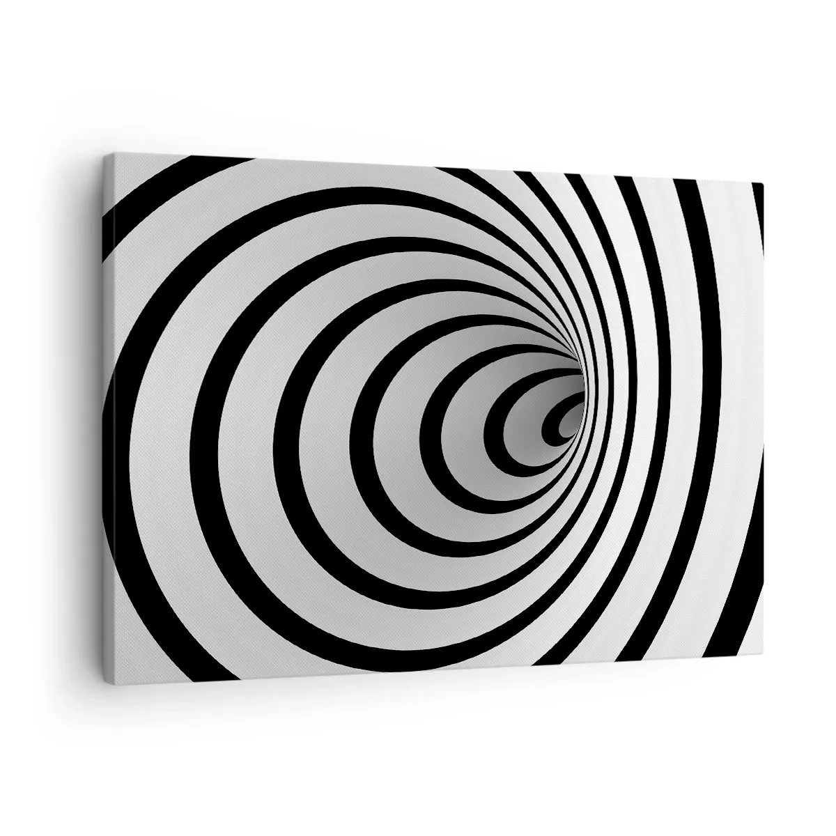 Lærredstryk - Billede på lærred - En sort-hvid spiral, der skaber en hypnotisk effekt - 70x50cm - Kan du heller ikke modstå det? - Moderne vægdekoration til stue og soveværelse ARTTOR