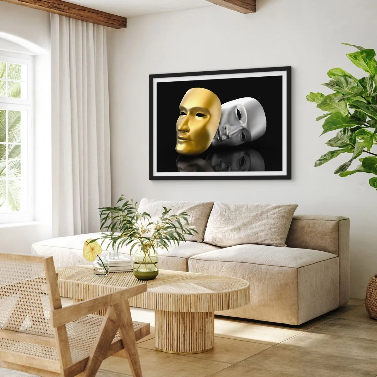 Plakat i sort ramme - Livet er teater - 70x50 cm