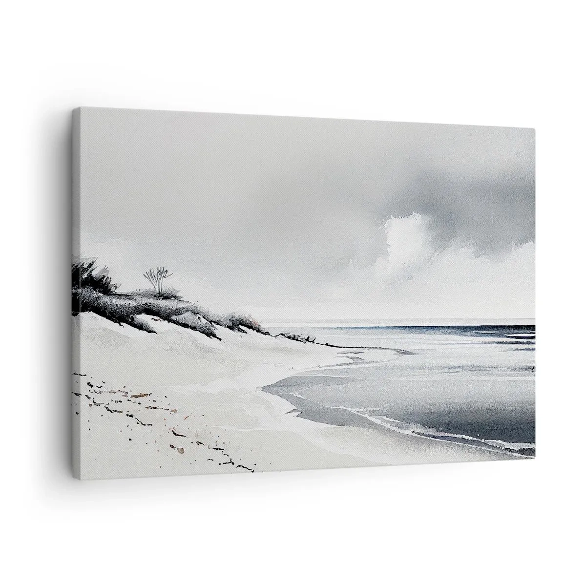 Lærredstryk - Billede på lærred - En strand i afdæmpede nuancer af grå og blå - 70x50cm - Altid sammen - Moderne vægdekoration til stue og soveværelse ARTTOR
