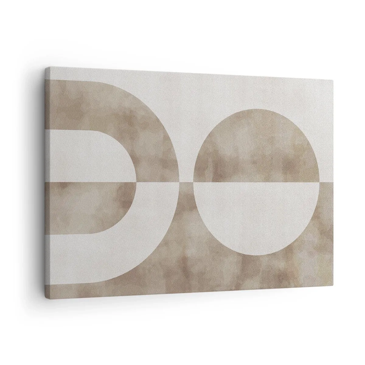 Lærredstryk - Billede på lærred - Et abstrakt maleri i beige nuancer med geometriske former og symmetri. - 70x50cm - Ligheder og forskelle - Moderne vægdekoration til stue og soveværelse ARTTOR