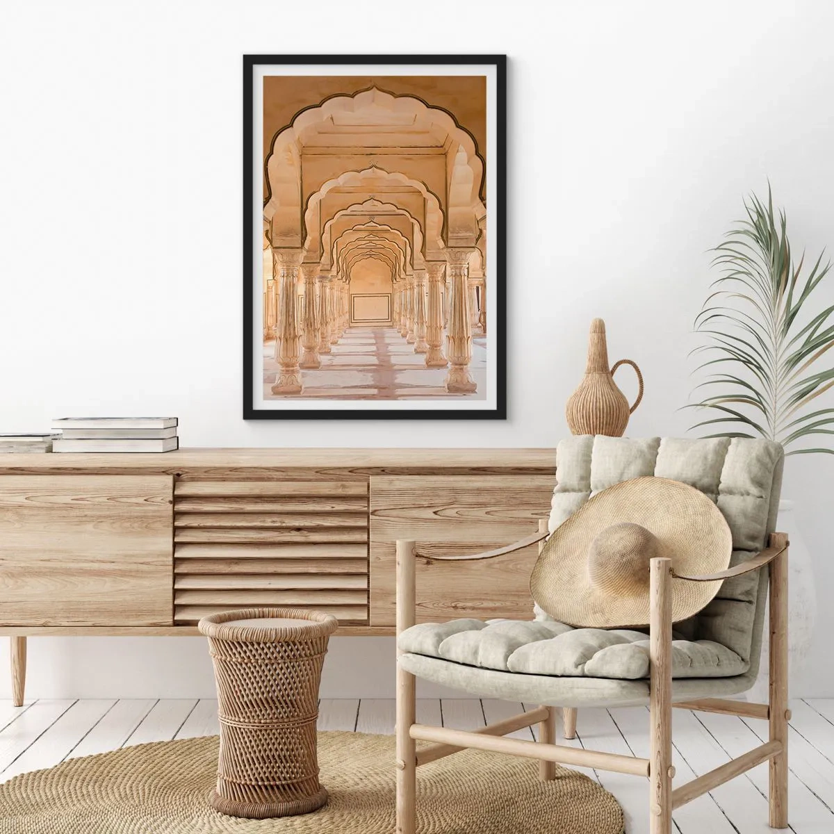 Plakat i sort ramme - Orientalsk symmetri - 50x70cm - I maharajaens palads - Moderne vægdekoration til stue og soveværelse ARTTOR