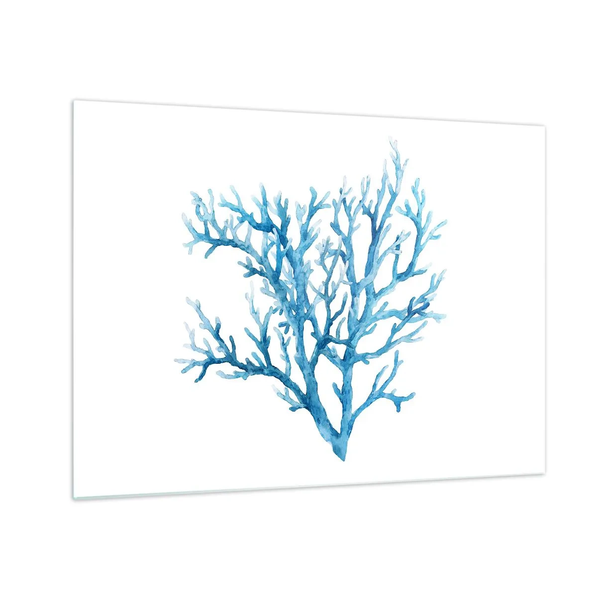 Billede på glas - En delikat akvarel, der skildrer blå koral - 70x50cm - Marint filigran - Moderne vægdekoration til stue og soveværelse ARTTOR
