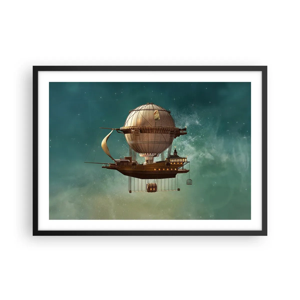 Plakat i sort ramme - Jules Verne hilser - 70x50 cm