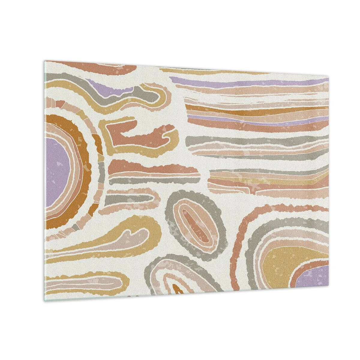 Billede på glas - Farverige abstrakte former, der ligner mineraltværsnit - 70x50cm - Farverige tværsnit - Moderne vægdekoration til stue og soveværelse ARTTOR