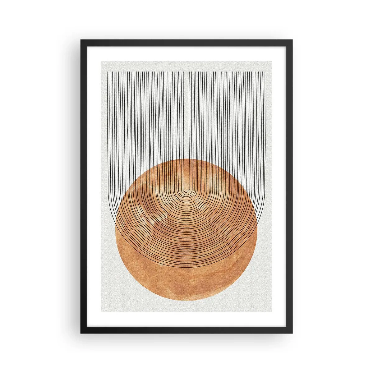 Plakat i sort ramme - Geometrisk abstraktion i jordfarver - 50x70cm - En solrig komposition - Moderne vægdekoration til stue og soveværelse ARTTOR