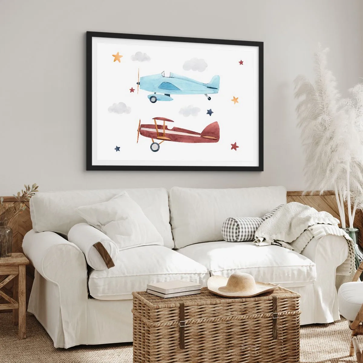 Plakat i sort ramme - Hr. pilot, vi venter! - 70x50 cm