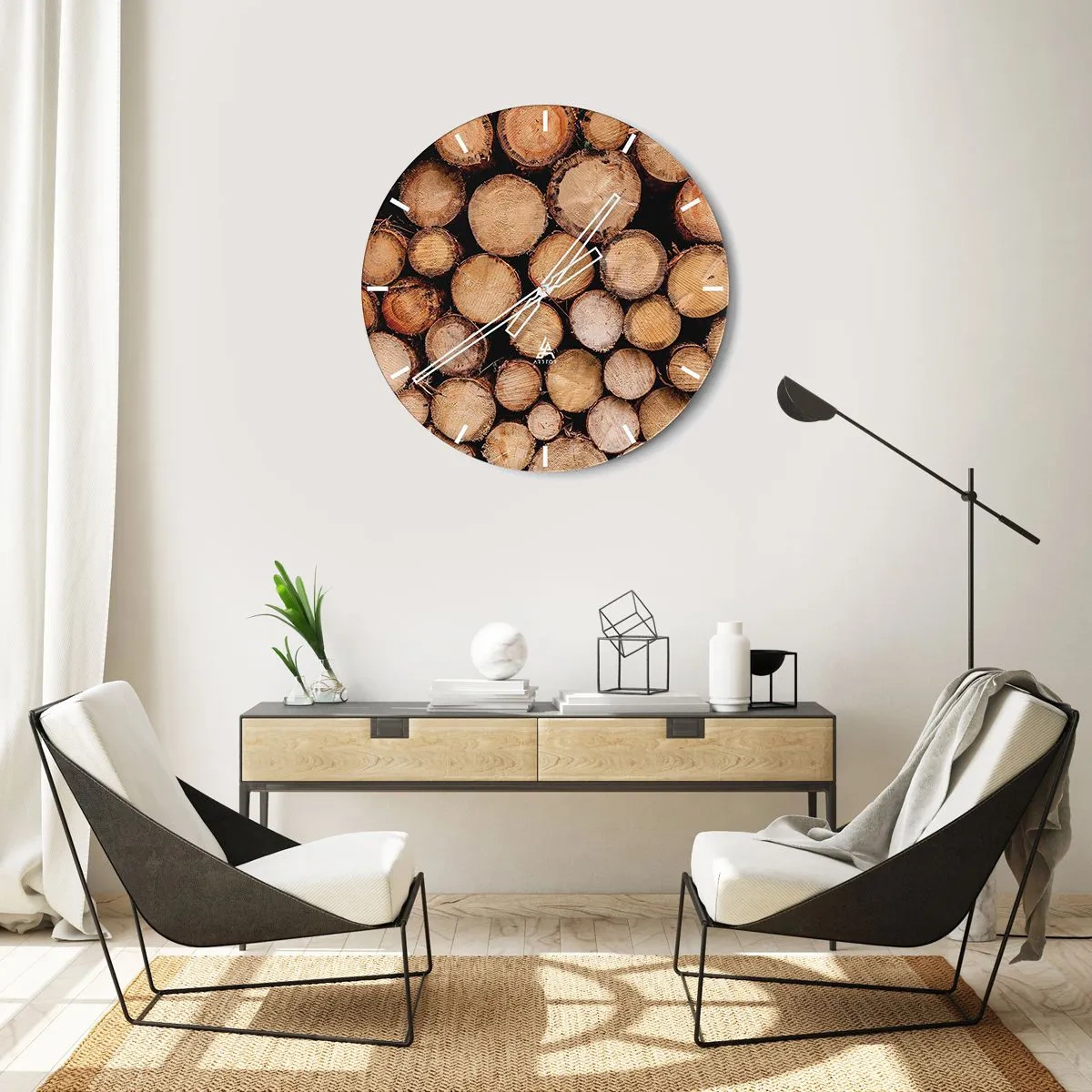 Vægur, Uret - Afskårne træstammer arrangeret i en naturlig komposition - 30x30cm - En ny begyndelse - Moderne vægdekoration til stue, køkken og soveværelse ARTTOR