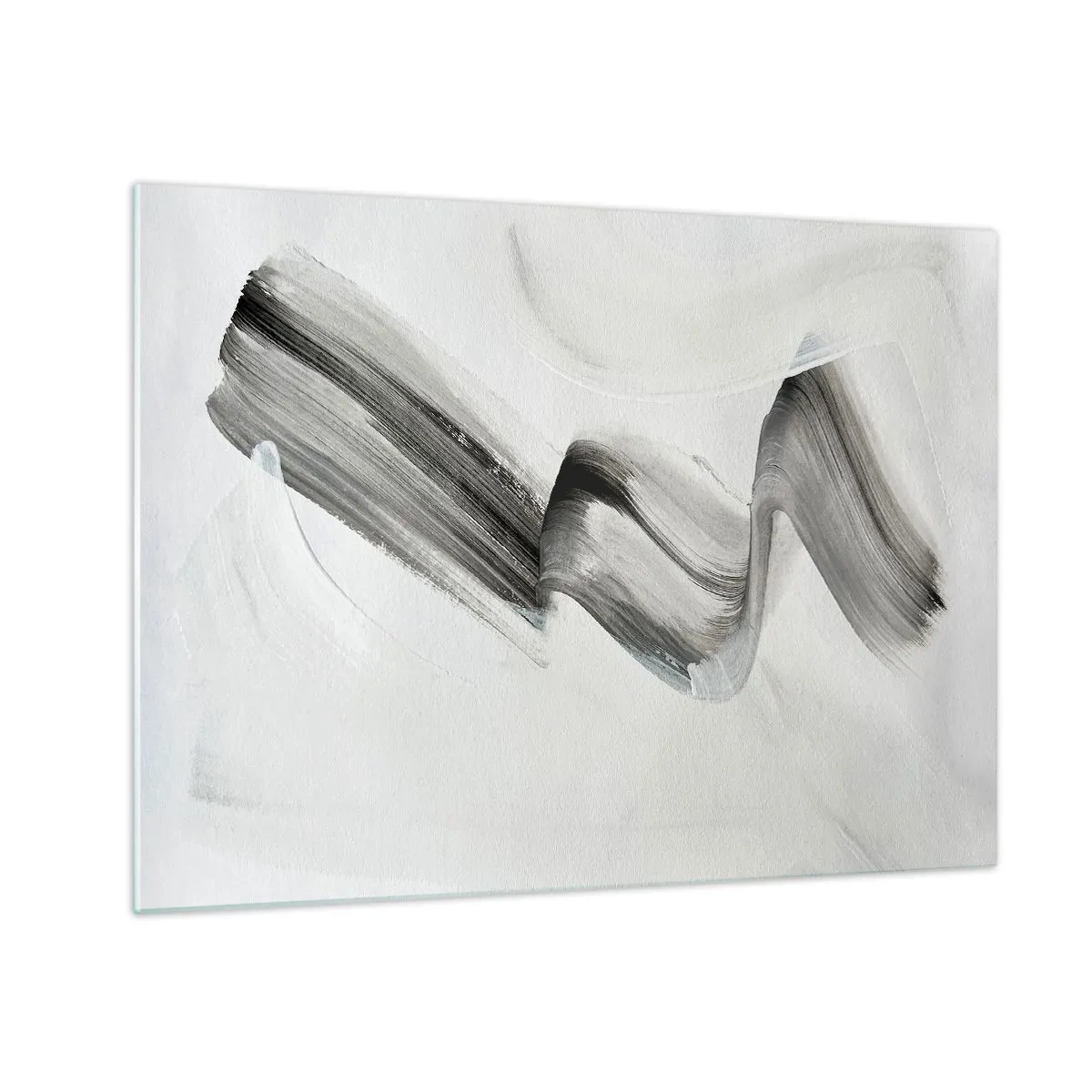Billede på glas - Grå abstrakt penselstrøg på en lys baggrund - 70x50cm - Bare for sjov - Moderne vægdekoration til stue og soveværelse ARTTOR