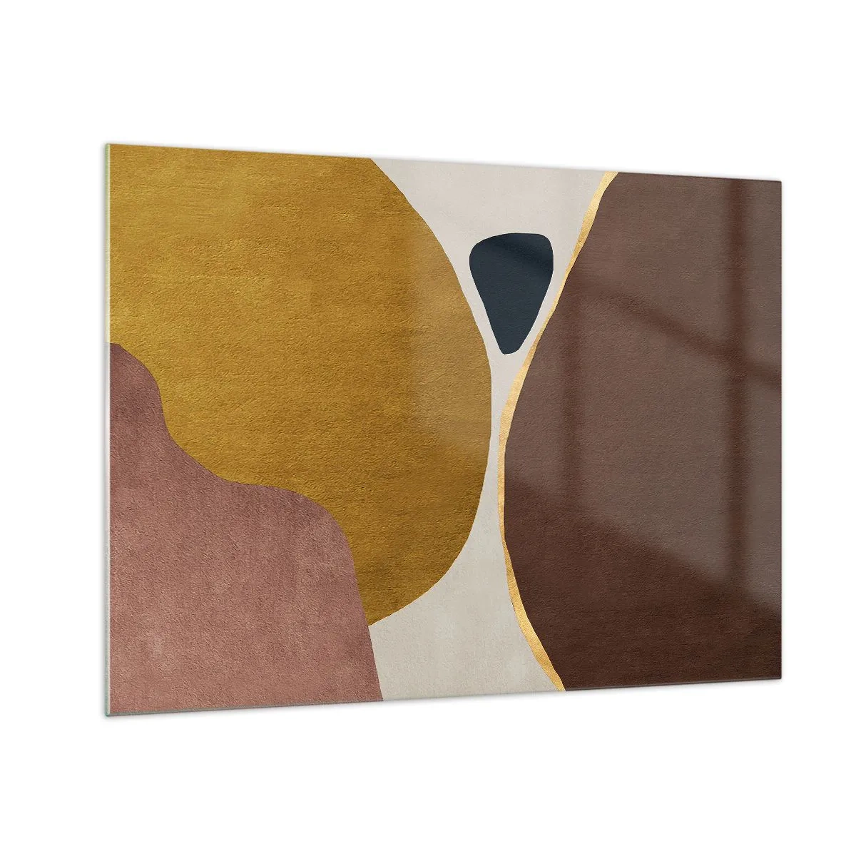 Billede på glas - En minimalistisk komposition af abstrakte former - 70x50cm - Abstraktion - et sted i rummet - Moderne vægdekoration til stue og soveværelse ARTTOR