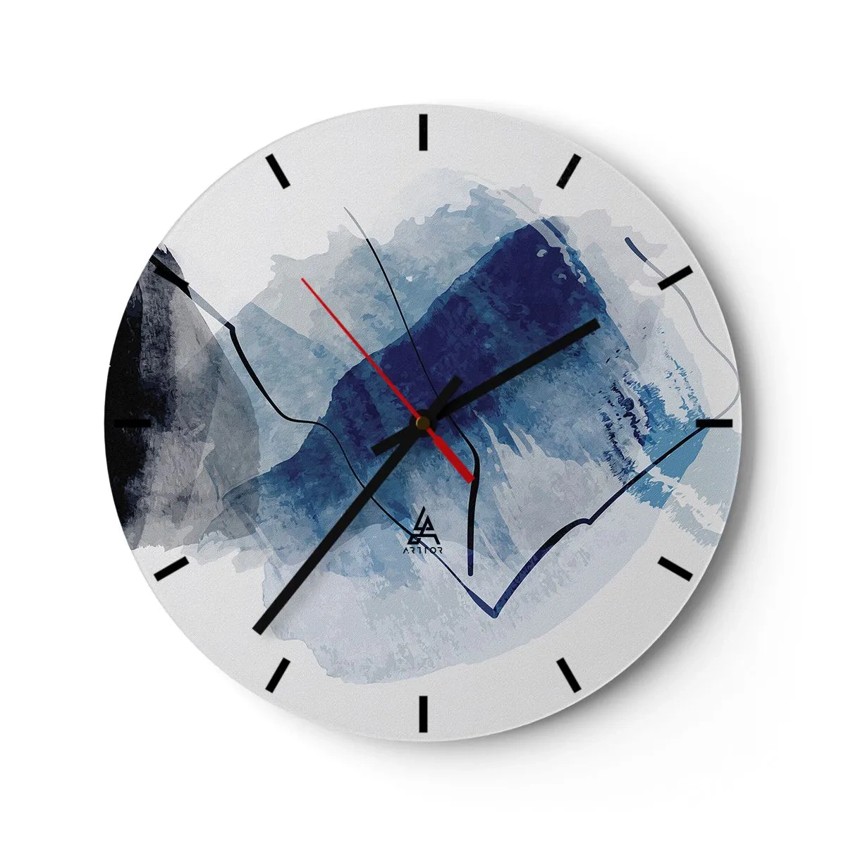 Vægur, Uret - En blå abstrakt form, der ligner et isbjerg - 30x30cm - Isbjerg - Moderne vægdekoration til stue, køkken og soveværelse ARTTOR