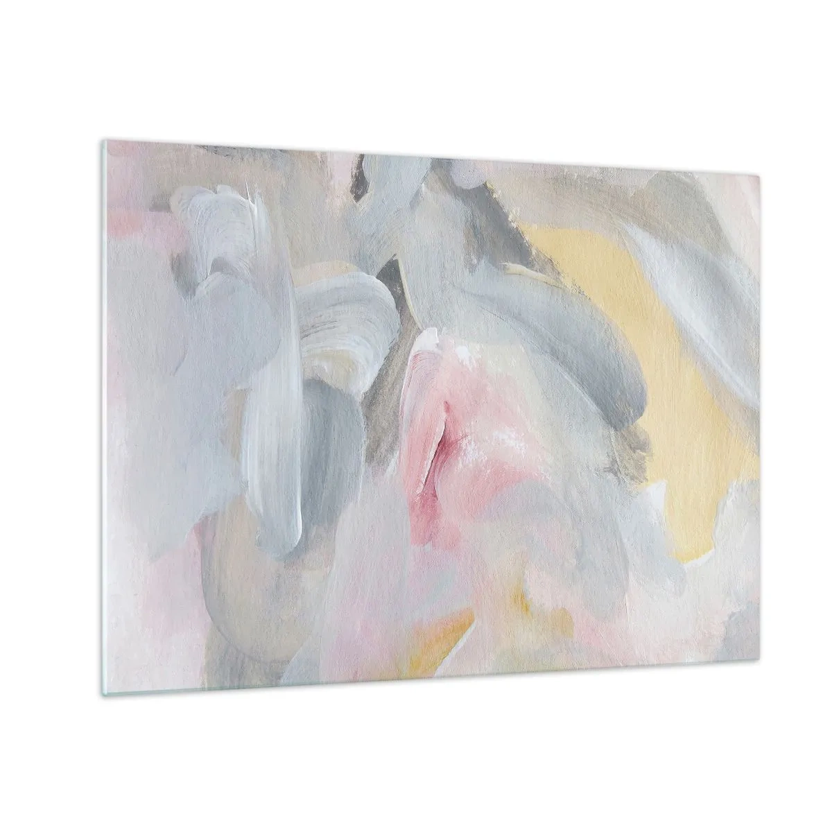 Billede på glas - Abstrakt komposition i pastelfarver - 70x50cm - I en pastelfarvet verden - Moderne vægdekoration til stue og soveværelse ARTTOR