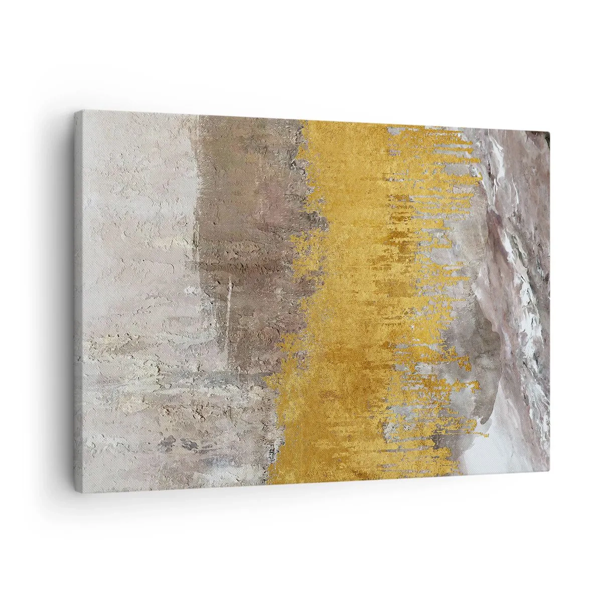 Lærredstryk - Billede på lærred - Abstrakt mønster i guld og beige - 70x50cm - En gylden eksplosion - Moderne vægdekoration til stue og soveværelse ARTTOR