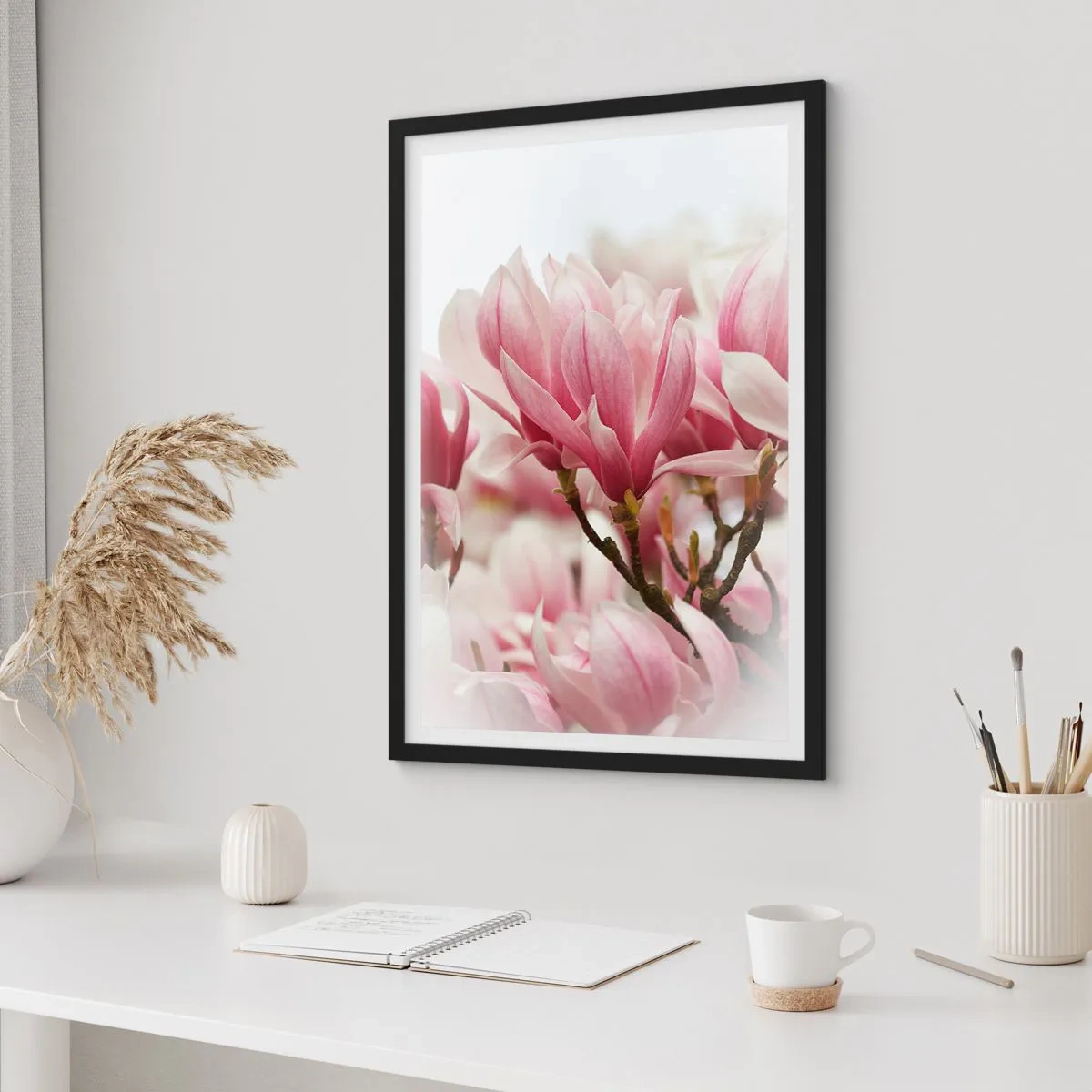 Plakat i sort ramme - Forårsblomster - 50x70cm - Forårsblomster - Moderne vægdekoration til stue og soveværelse ARTTOR