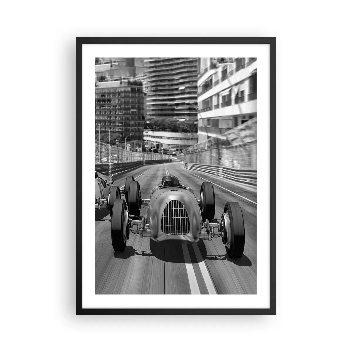 Plakat i sort ramme - Historisk Monte Carlo Motorsport - 50x70cm - Der var engang i Monte Carlo - Moderne vægdekoration til stue og soveværelse ARTTOR