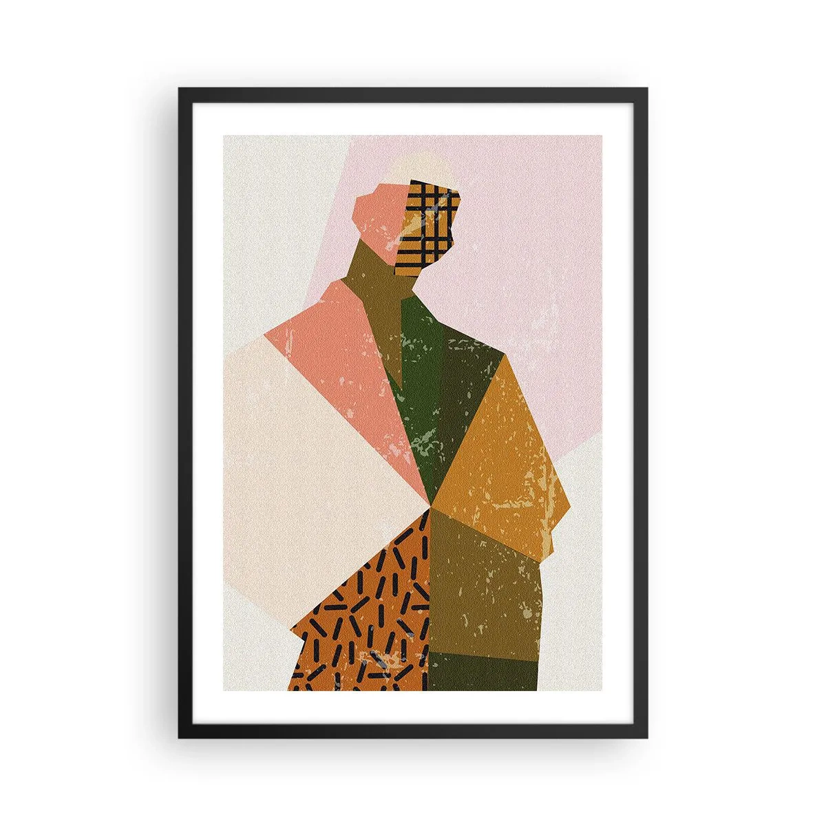 Plakat i sort ramme - Abstrakt silhuet i geometriske former - 50x70cm - Mennesket - et komplekst væsen - Moderne vægdekoration til stue og soveværelse ARTTOR