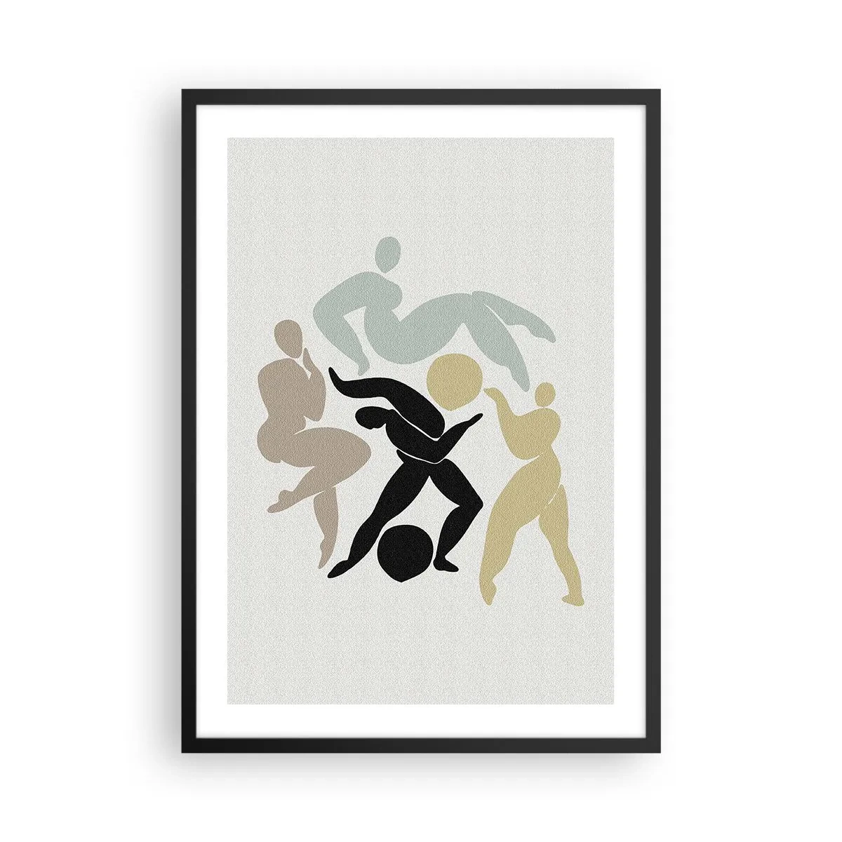 Plakat i sort ramme - Abstrakte silhuetter af figurer i dynamisk bevægelse - 50x70cm - Bevægelse for sundhed og skønhed - Moderne vægdekoration til stue og soveværelse ARTTOR