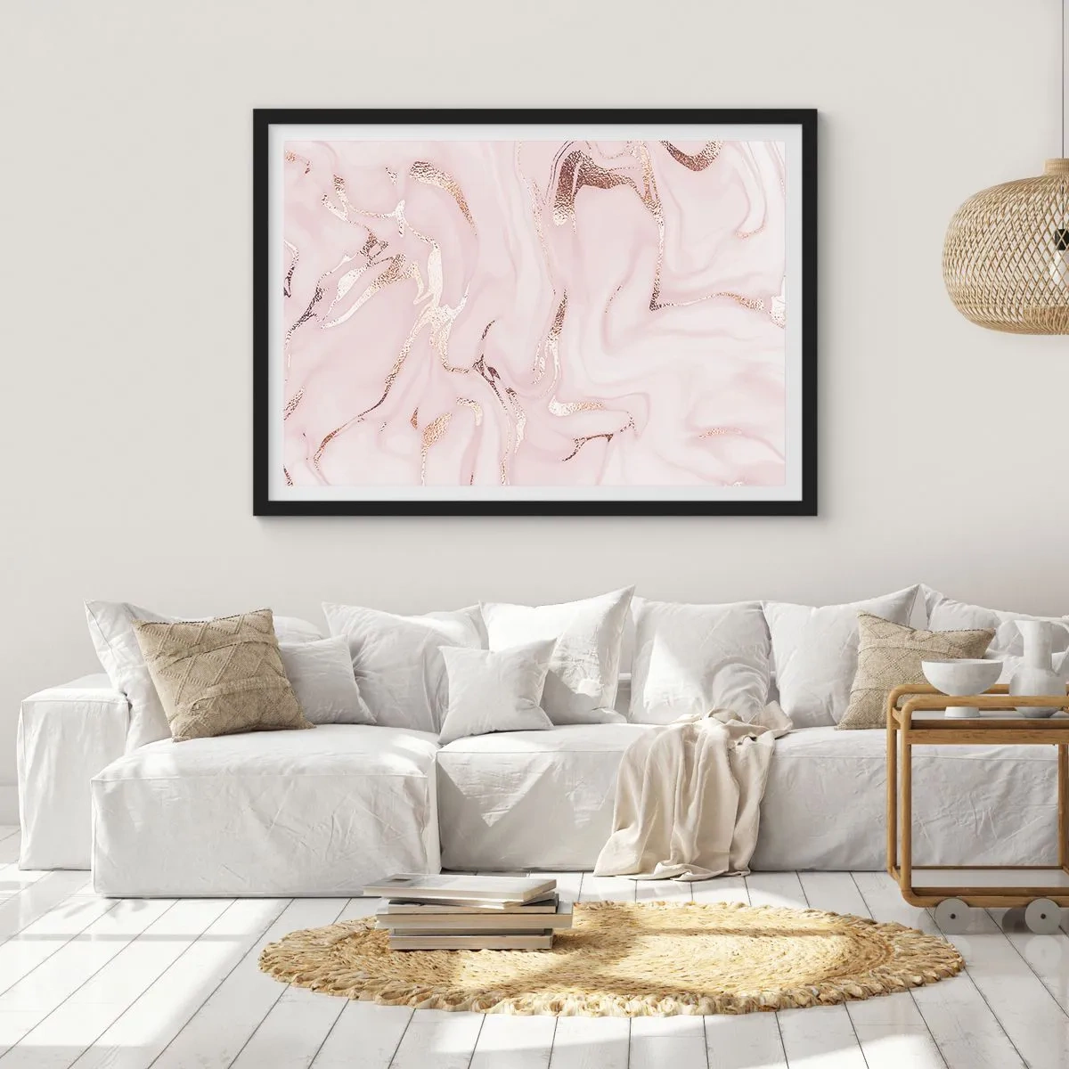 Plakat i sort ramme - I et lyserødt tørklæde - 70x50 cm