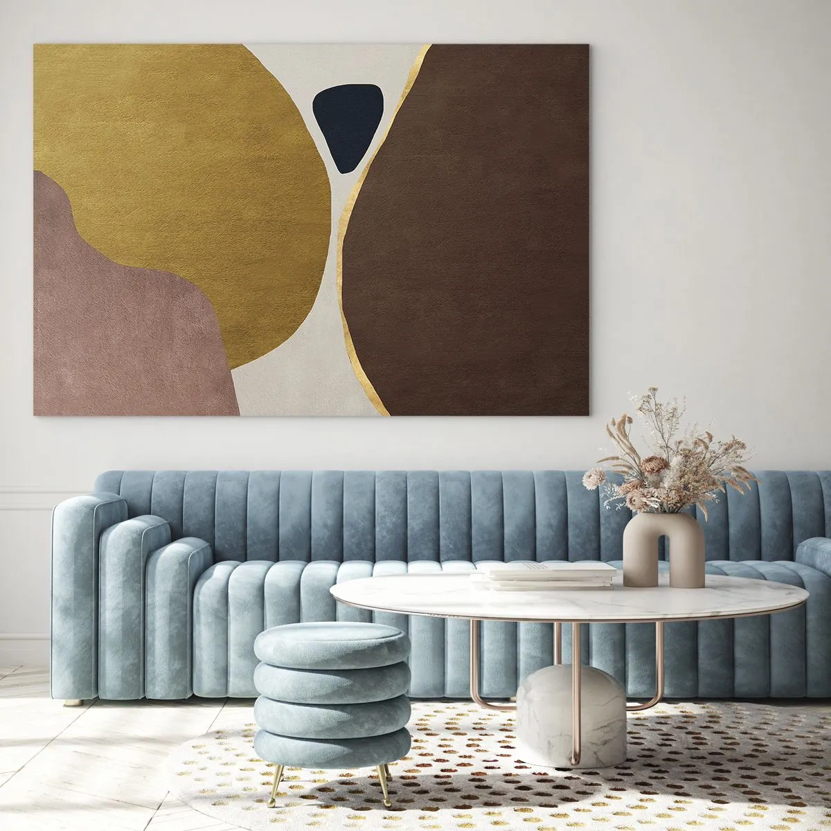 Billede på glas - En minimalistisk komposition af abstrakte former - 70x50cm - Abstraktion - et sted i rummet - Moderne vægdekoration til stue og soveværelse ARTTOR