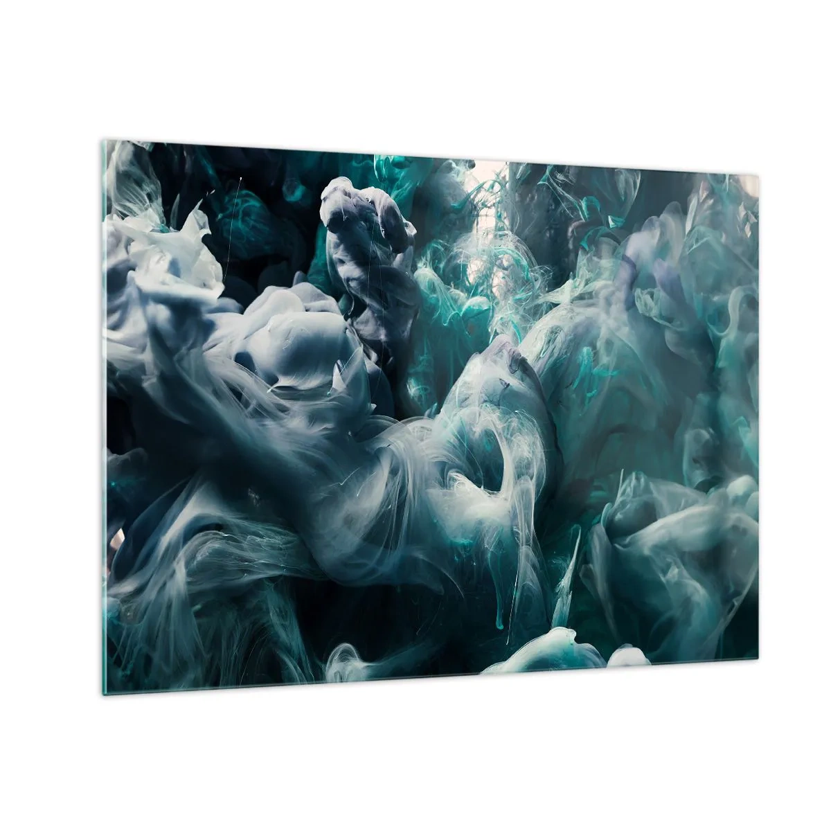 Billede på glas - Malingens dans i vand skaber abstrakte former - 70x50cm - Farvebevægelse - Moderne vægdekoration til stue og soveværelse ARTTOR
