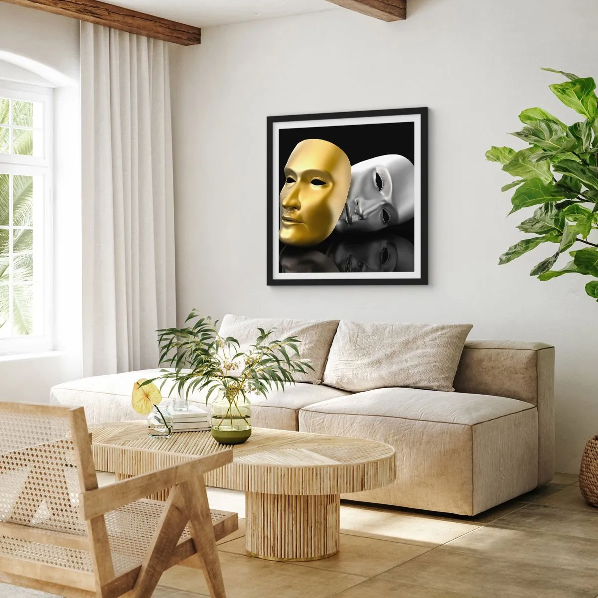 Plakat i sort ramme - Livet er teater - 30x30 cm