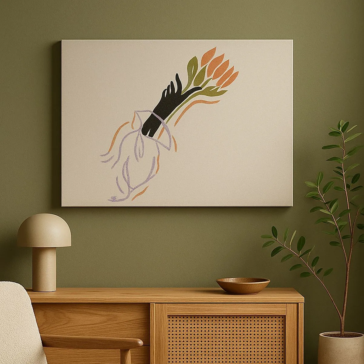 Lærredstryk - Billede på lærred - En minimalistisk blomsterbuket i en delikat stil - 70x50cm - En søsterlig berøring - Moderne vægdekoration til stue og soveværelse ARTTOR