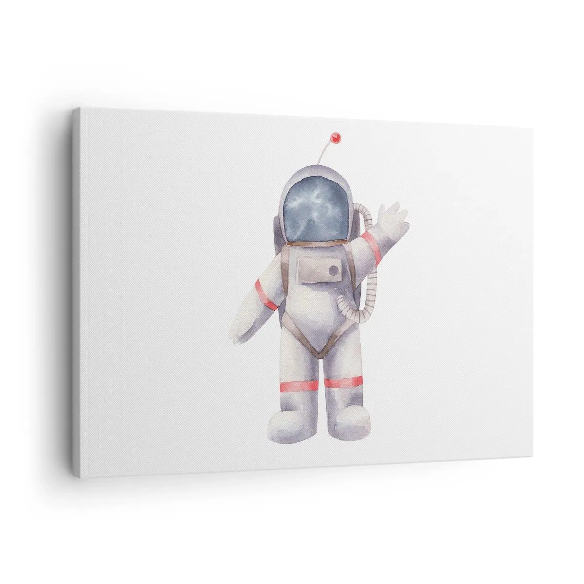 Lærredstryk - Billede på lærred - Akvarelstil astronaut på en hvid baggrund - 70x50cm - Det er alt for nu! - Moderne vægdekoration til stue og soveværelse ARTTOR