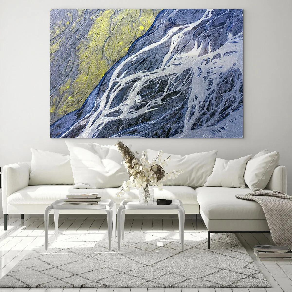 Billede på glas - Jordens overflade med snoede vandløb set fra fugleperspektiv - 70x50cm - Naturens hulemalerier - Moderne vægdekoration til stue og soveværelse ARTTOR