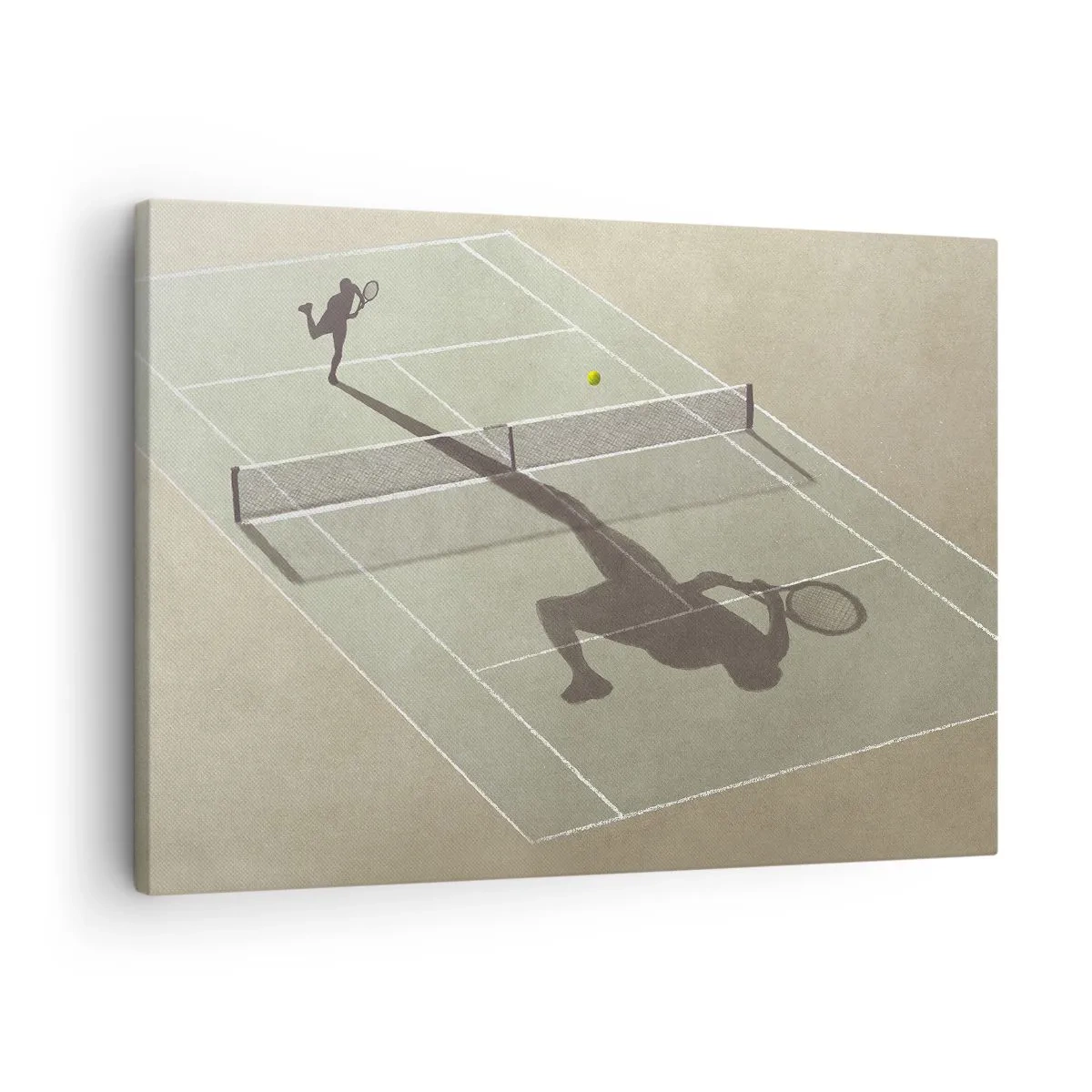 Lærredstryk - Billede på lærred - Skyggen af en tennisspiller på banen under en tenniskamp - 70x50cm - Overvind dig selv - Moderne vægdekoration til stue og soveværelse ARTTOR