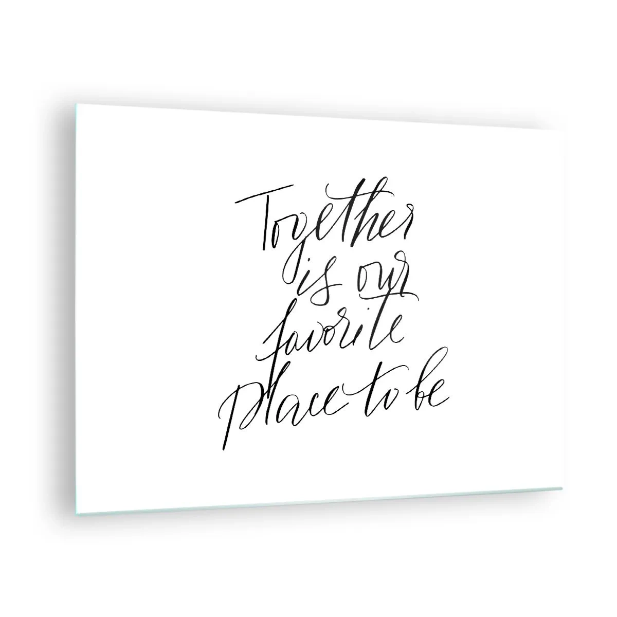 Billede på glas - Minimalistisk kalligrafisk indskrift på hvid baggrund - 70x50cm - Føler du det også? - Moderne vægdekoration til stue og soveværelse ARTTOR