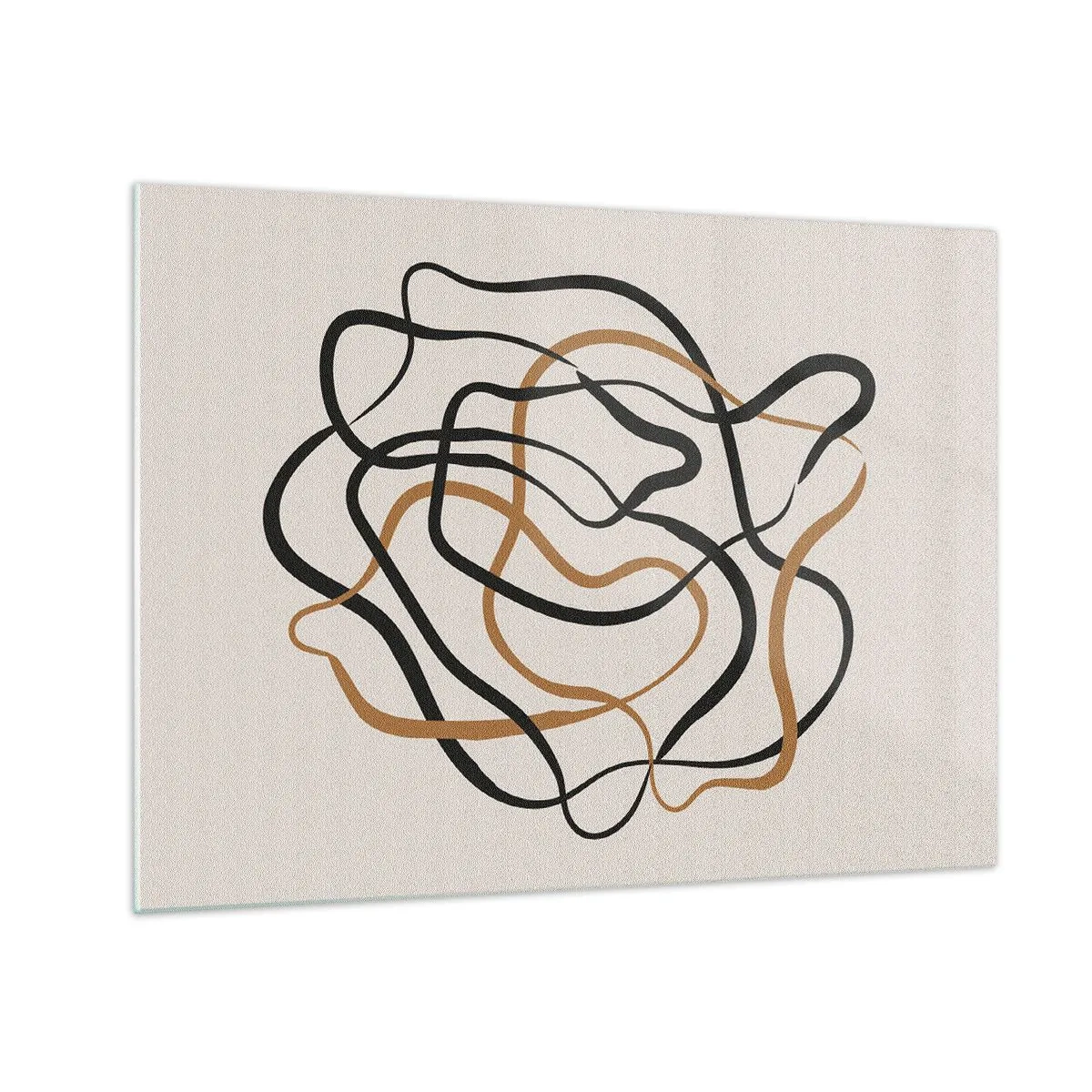 Billede på glas - Et abstrakt virvar af linjer i sort og brunt. - 70x50cm - Alt er gået galt - Moderne vægdekoration til stue og soveværelse ARTTOR