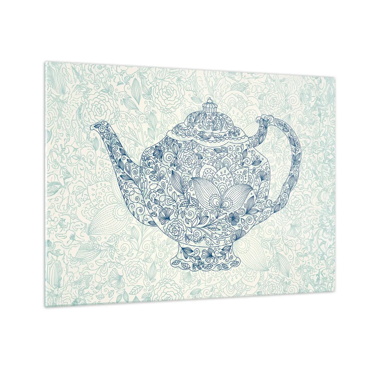 Billede på glas - Vintage-stil blomster tekande - 70x50cm - Teens charme - Moderne vægdekoration til stue og soveværelse ARTTOR