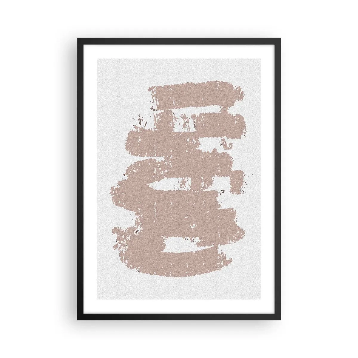 Plakat i sort ramme - En minimalistisk komposition i beige nuancer - 50x70cm - Abstraktion i sart rosa - Moderne vægdekoration til stue og soveværelse ARTTOR