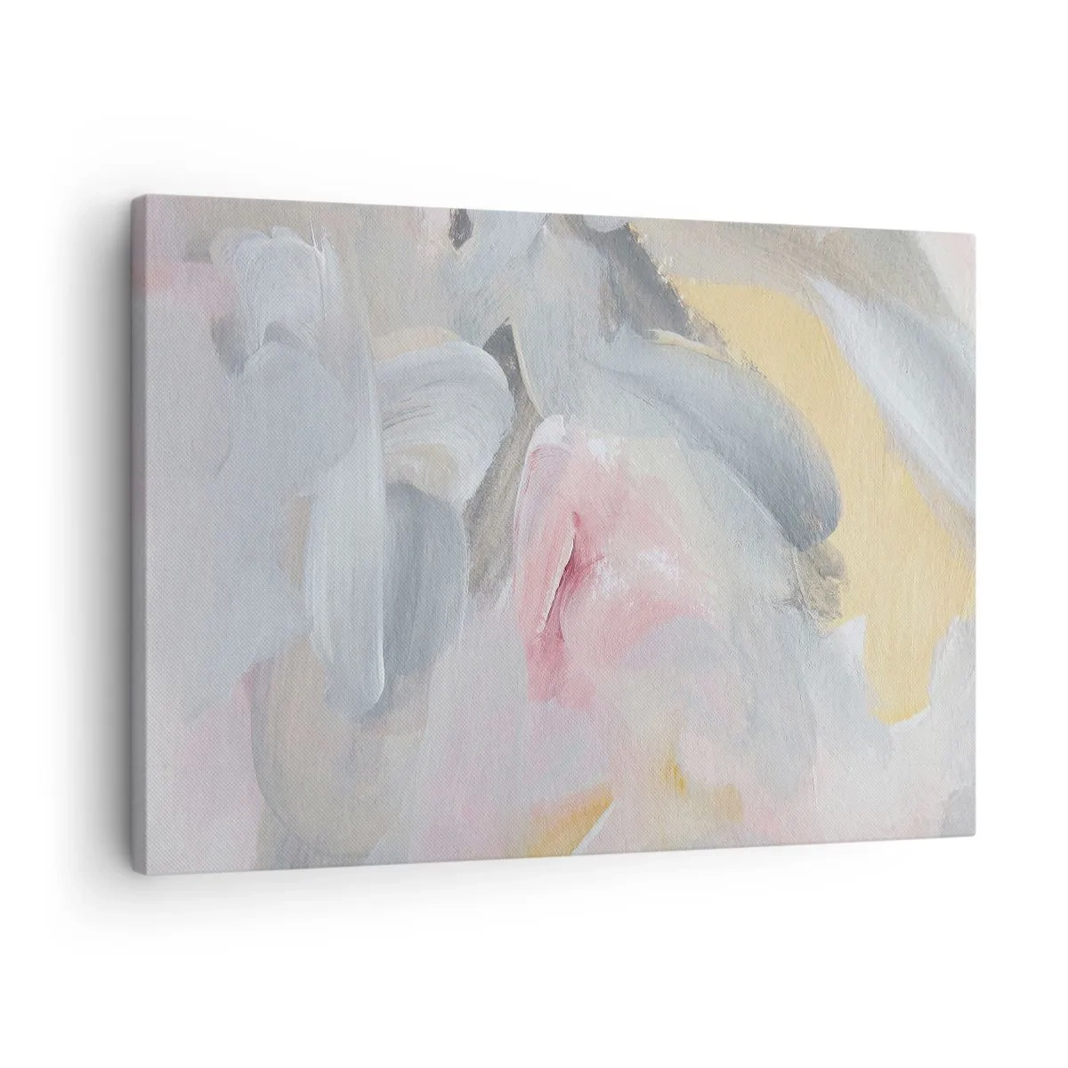Lærredstryk - Billede på lærred - Abstrakte pastelstrøg i nuancer af lyserød og grå. - 70x50cm - I en pastelfarvet verden - Moderne vægdekoration til stue og soveværelse ARTTOR