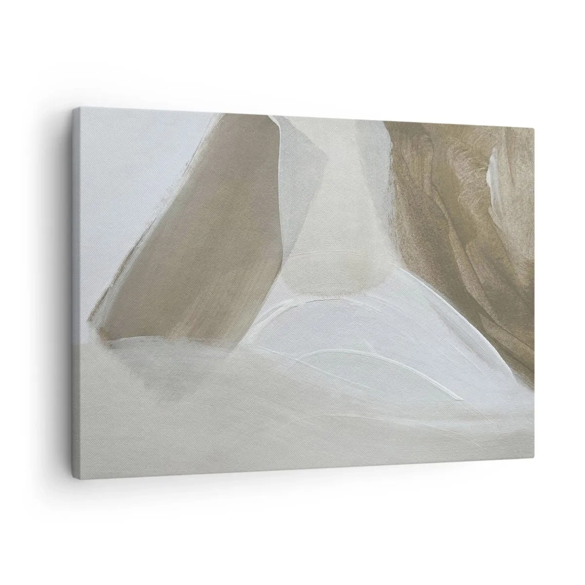 Lærredstryk - Billede på lærred - Delikat abstraktion i beige og hvide nuancer - 70x50cm - Bølge af hvidt - Moderne vægdekoration til stue og soveværelse ARTTOR